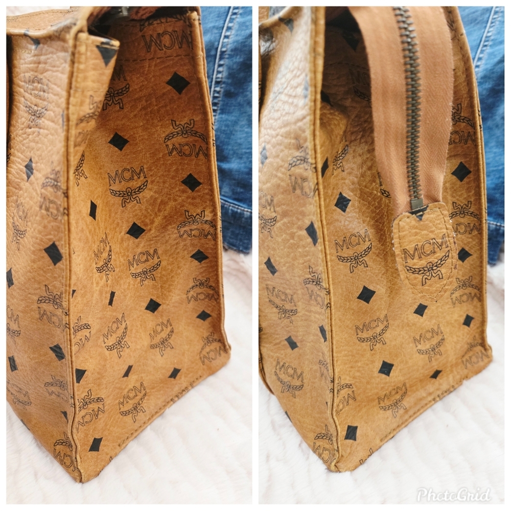 Authentic MCM Viestos XL Vintage Tote Shoulder Laptop Weekender Duffle Travel - Picture 11 of 15